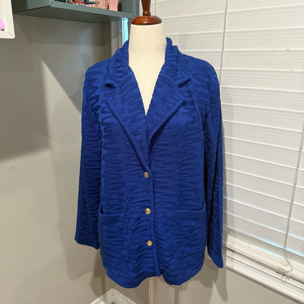 Vintage Sideffects Women's Blue Textured Jacket